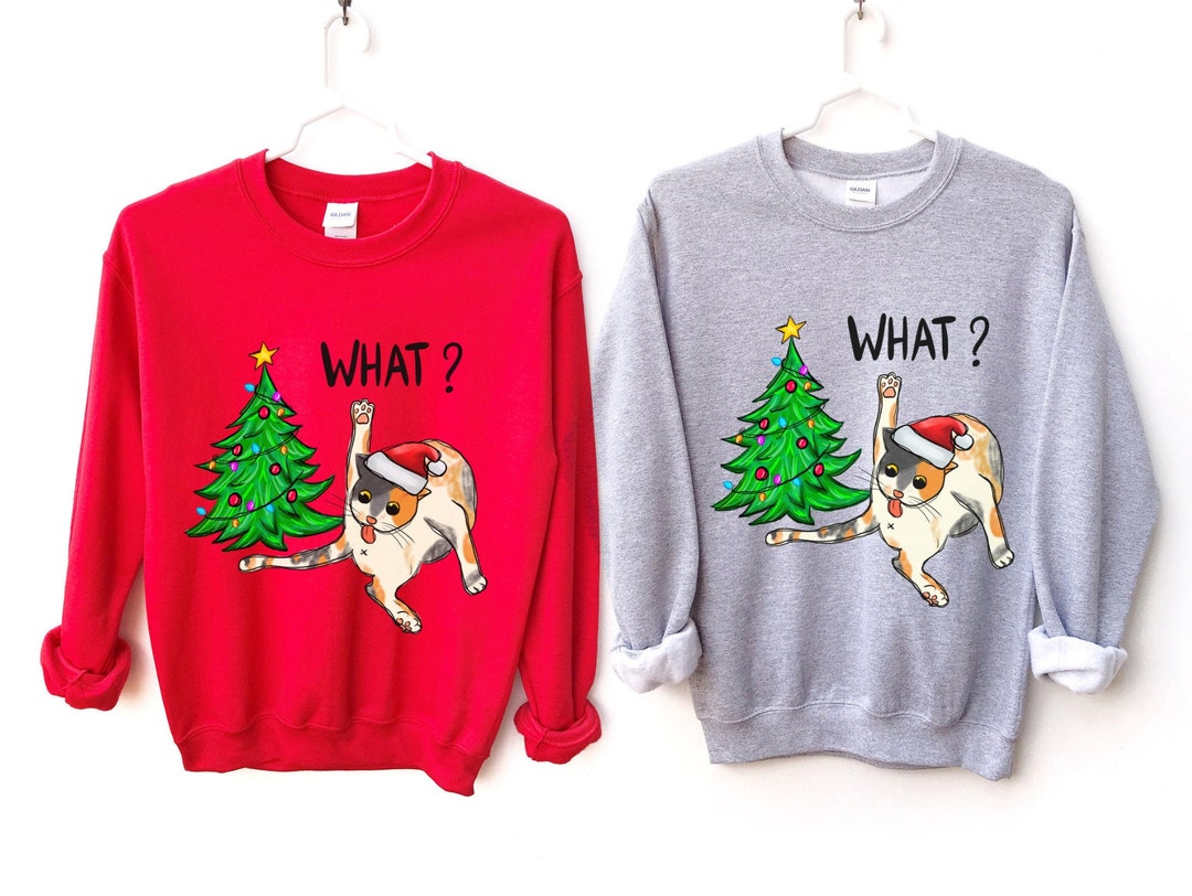 Funny Christmas Cat Sweater Funny Cat Sweater Christmas Cat Etsy