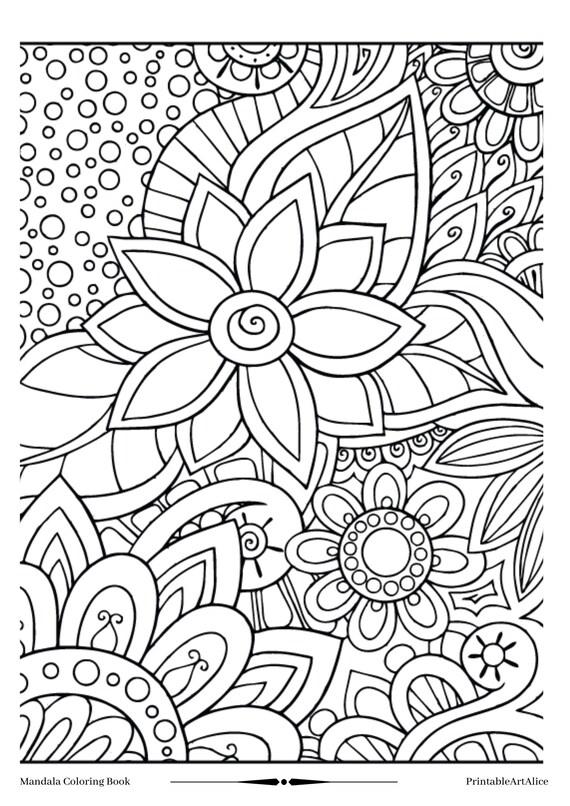 Mandala Malbuch 50 Seiten zum Drucken / Digital Printable Coloring Book / Mandala Design / Stressabbau Meditation / Malbuch für Erwachsene