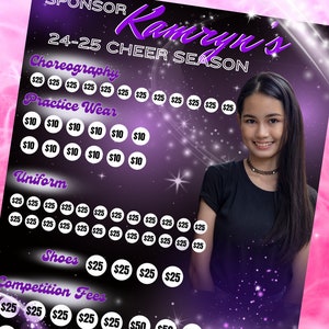 Sponsor My Cheer Season Fundraiser | Custom Cheer Fundraiser | All Star Cheer | Fill my Board Team Fundraiser | Cheerleading Download