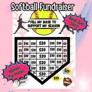 Softball Team Fundraiser: Fill My Base Printable (PDF Download)