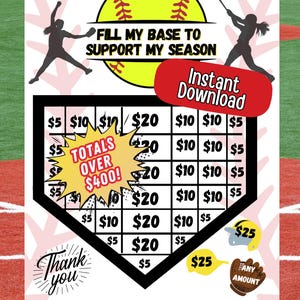 Support Our Team Raffle Custom Digital Softball Team Fundraiser Raffle - 50/50 Sponsor My ...