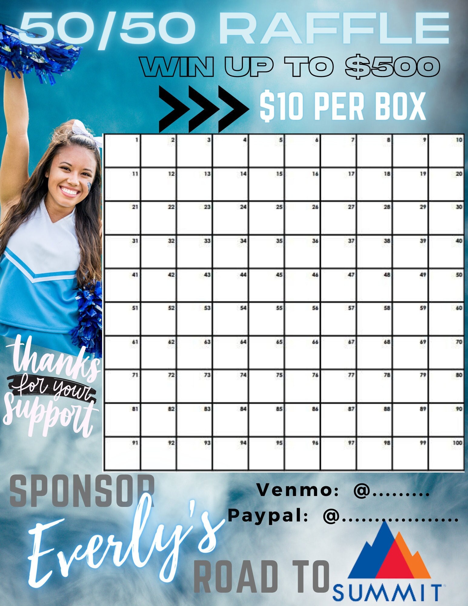 Support Our Team Raffle Customizable Cheer Raffle Flyer: Team Fundraiser (digital Download ...