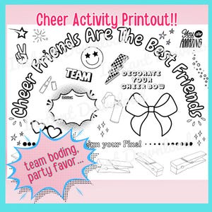 Cheerleading Coloring Page: Kids&#39; Team Bonding Activity, Party Favor & Fun Reveal Printable Download