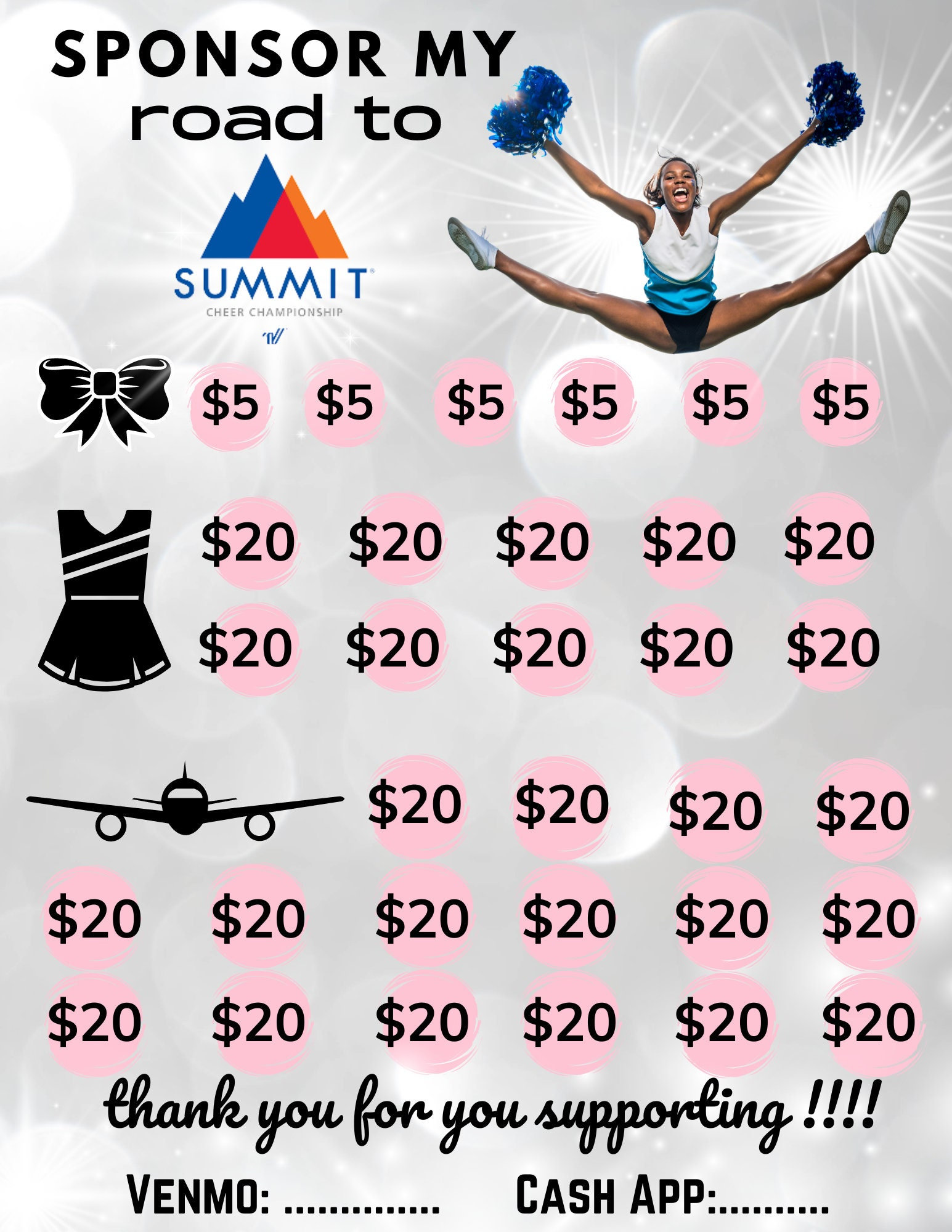 Sponsor My Season Fundraiser CUSTOM Cheerleading Fundraiser Etsy