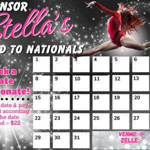Pick a Date to Donate Printable, Gymnastics Fundraiser, Team Sports Calendar, Travel Fundraiser, Gym, Dance Fundraiser, Custom Download