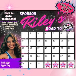 Customizable Donation Calendar for Cheer, Dance & Sports Fundraising - Printable Digital Download  Bestselling Fundraiser for athletes