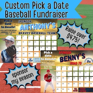 Customizable Baseball Calendar: Fundraiser for Team Trips, Tournaments & Sponsorships