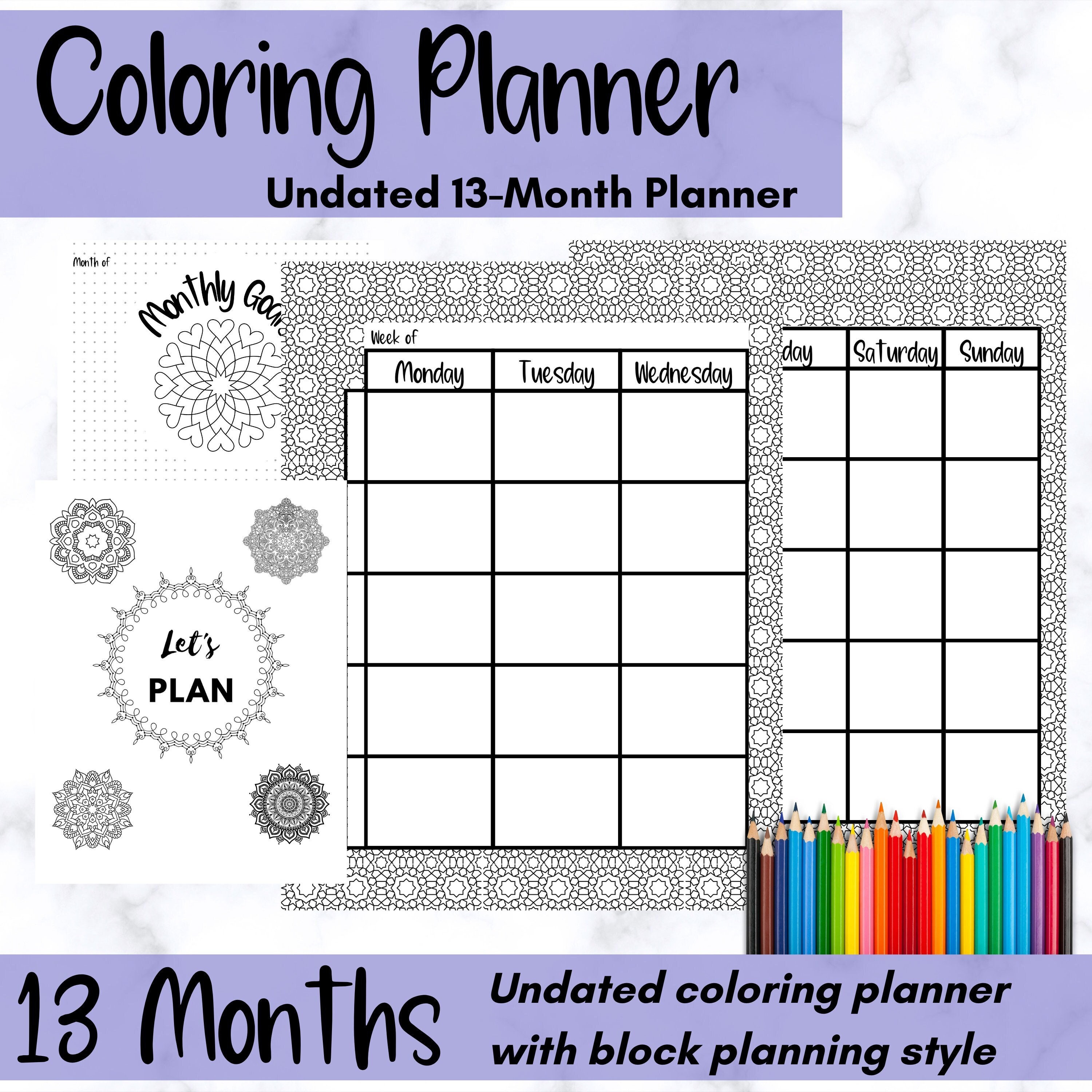 Coloring Books, Undated Planners