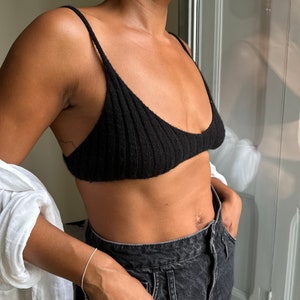 Ribbed Knit Bra Pattern | Minimal Knit Bra, Cropped Knit Bra, Hand Knit,Ribbed Bra, Knit Bra, Fitted Bralette