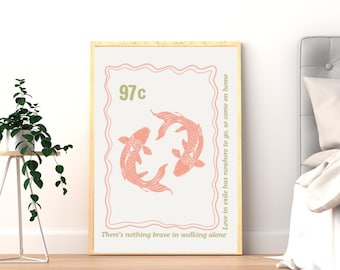 Impresión artística lírica de Koi Fish / Sam Fender Olivia Dean / Cita de la canción Rein Me In / Descarga digital