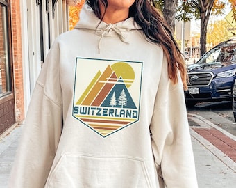 Switzerland Hoodie, Switzerland Sweatshirt Swiss Hoodie, Switzerland Gift Souvenir, Group Matching Travel Gift, Ski Mountain Vacation Hoodie