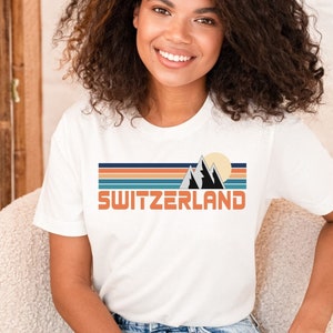 Switzerland Shirt, Ski Shirt, Mountain Travel Shirt, Travel Shirt, Gift for Travel, Swiss shirt, Hiking Shirt, Lake Shirt, Travel Souvenir