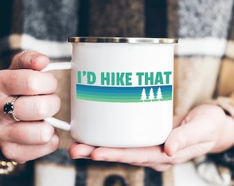 I'd Hike That マグ、ハイキング マグ、Let's Hike マグ、バケーション マグ、レトロ デザイン ハイキング マグ、アウトドア マグ、おもしろハイキング マグ