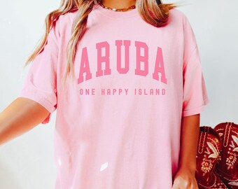 Camiseta rosa de Aruba, camiseta de crucero de Aruba con colores cómodos, regalo de recuerdo de Aruba, camiseta de playa para viaje de crucero para mujeres y niñas, camisetas grupales de regalo de viaje