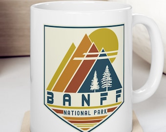 Banff National Park Mug, Retro Ski Souvenir