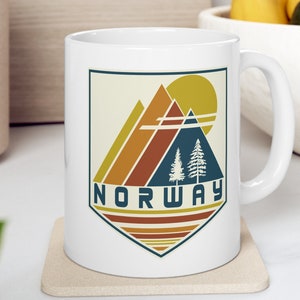 Norway Mug, Vacation Mug, Norway Souvenir, Norway Gift, Mountain Mug, Travel Gift Retro Mug Norway, Retro Ski Mug, Gift Mug