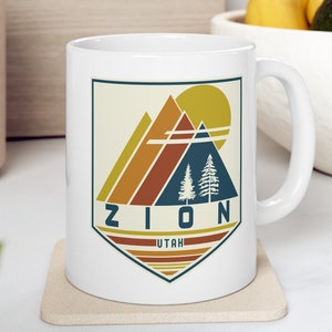Zion Mug, Utah Mug, Zion Souvenir, Zion Gift, Mountain Mug, Travel Gift Retro Mug Zion, Retro Ski Mug, Gift Mug, National Park Mug