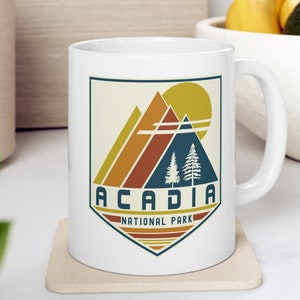 Acadia Mug, National Park Mug, Acadia Souvenir, Acadia Gift, Mountain Mug, Travel Gift Retro Mug Acadia, Retro Ski Mug, Gift Mug
