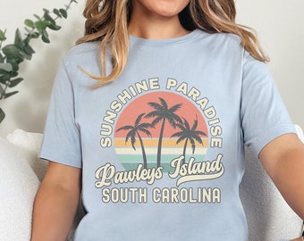 Pawleys Island Shirt South Carolina Souvenir Tee, Palm Tree Retro Sunset Shirt, Pawleys Island Gift Matching Family Group Travel Shirts