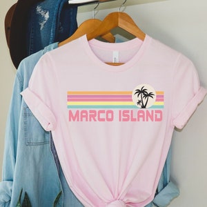 Marco Island Shirt, Beach Shirt, Retro Sunset Travel Tee, Florida Vacation, Palm Tree Shirt, Summer Vacation Gift, Marco Island Shirt