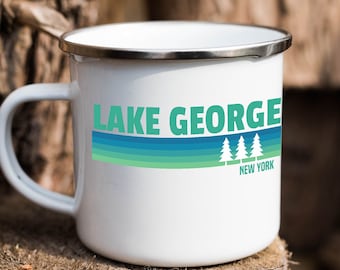 Lake George New York Camp Mug, Stainless Steel Enamel Mug