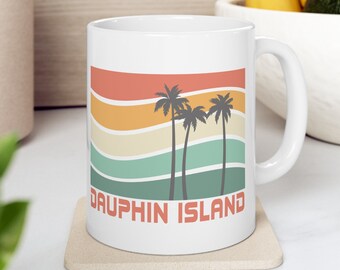 Dauphin Island Mug, Alabama Mug, Dauphin Island Souvenir, Honeymoon Gift, Dauphin Island Gift, Palm Tree Mug, Beach Mug, Gift Alabama Beach