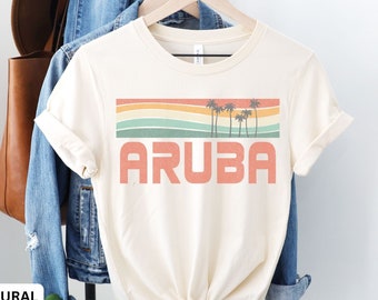 Aruba Shirt, Caribbean Shirt, Vacation Shirt, Retro Beach Shirt, Matching Vacation Shirts, Palm Tree Tee, Family Beach Shirts, Aruba Gift,