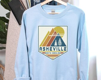 Asheville Sweatshirt, North Carolina Sweatshirt, Asheville Souvenir, Asheville Gift, Mountain Shirt, Travel Gift Retro Mountain Asheville