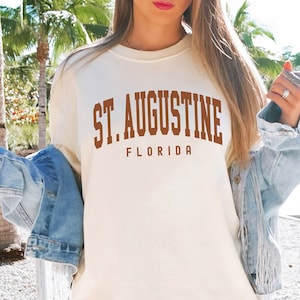 St. Augustine Shirt, Comfort Colors St. Augustine Florida Shirt, St. Augustine Gift Souvenir, Beach Trip Honeymoon Tees