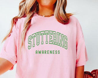 Stuttering Awareness Shirt, SLP Stuttering Walk Tees, Light Green Ribbon Shirts, Matching Family Support Squad, In May We Wear Light Green