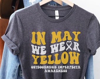 Osteogenesis Imperfecta Awareness Shirt, Support Brittle Bone Disease Tees, Yellow Ribbon Shirts, Matching Family Support Squad, OI Shirt