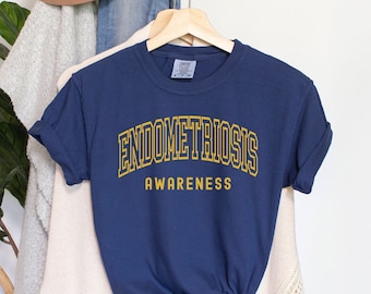Maglietta per la consapevolezza dell'endometriosi, magliette per la camminata contro l'endometriosi, magliette con nastro giallo, squadra di supporto familiare abbinata, a marzo indossiamo il giallo