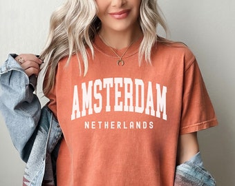 Amsterdam Shirt, Comfort Colors Amsterdam Netherlands Shirt, Amsterdam Gift Souvenir, European Honeymoon Matching Group Trip Tees