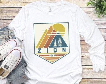 Zion Long Sleeve Shirt, Utah Long-Sleeved Tee, Zion Souvenir, Zion Gift, Mountain Shirt, Travel Gift, Retro Zion National Park Shirt