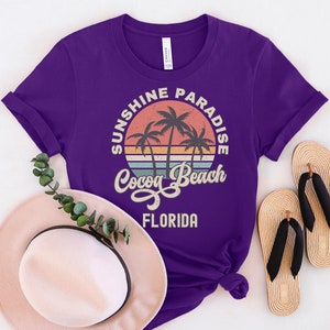 Cocoa Beach Shirt Florida Souvenir Tee, Palm Tree Retro Sunset Shirt, Cocoa Beach Gift Florida Matching Family Group Travel Shirts