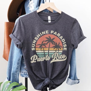Puerto Rico Shirt San Juan Souvenir Tee, Palm Tree Retro Sunset Shirt, Puerto Rico Gift San Juan Matching Family Group Travel Shirts