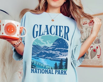 Chemise couleurs confort Glacier National Park, cadeau Glacier National Park, souvenir Glacier, chemise parc national, chemise graphique Glacier Montana