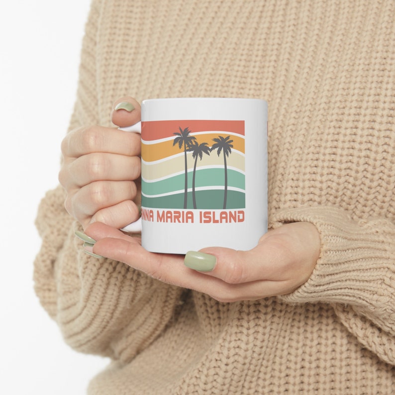 Taza de la isla de Anna Maria, taza de Florida, recuerdo de la isla de Anna Maria, regalo de luna de miel, regalo de la isla de Anna Maria, taza de palmera, taza de playa imagen 2