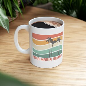 Taza de la isla de Anna Maria, taza de Florida, recuerdo de la isla de Anna Maria, regalo de luna de miel, regalo de la isla de Anna Maria, taza de palmera, taza de playa imagen 5