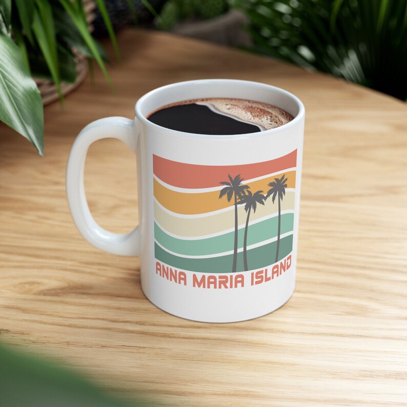 Taza de la isla de Anna Maria, taza de Florida, recuerdo de la isla de Anna Maria, regalo de luna de miel, regalo de la isla de Anna Maria, taza de palmera, taza de playa imagen 5