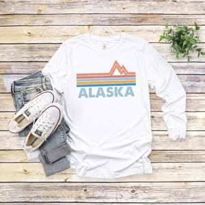 Alaska Long Sleeve T-Shirt, Retro Mountain Ski Shirt, National Parks Juneau Shirt, Alaska Souvenir Gift, Travel Shirt, Alaskan Cruise Tee