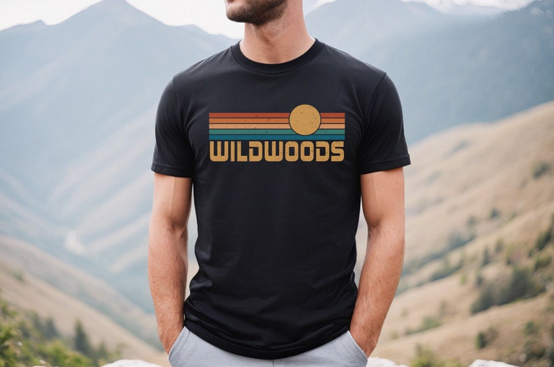 Wildwoods New Jersey Retro T-shirt, Strandsemestertröja Black