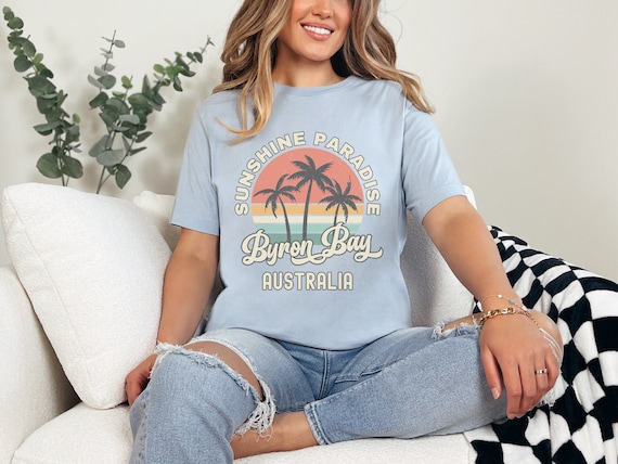 Byron Bay Shirt Australia Souvenir Tee Palm Tree Retro Sunset Shirt Byron Bay Gift Australia Matching Family Group Travel Shirts Etsy Australia