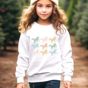 Youth Horse Sweatshirt Kids Horse Back Riding Crewneck, Cute Childrens Shirt Gift, Horse Lover Sweatshirt, Horse Back Riding Gift,
