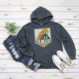 Big Sky Hoodie, Big Sky Sweatshirt Montana Hoodie, Big Sky Gift Souvenir, Group Matching Travel Gift, Ski Mountain Vacation Big Sky Hoodie