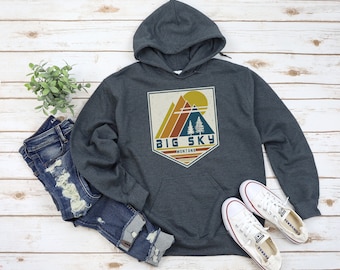 Big Sky Hoodie, Big Sky Sweatshirt Montana Hoodie, Big Sky Gift Souvenir, Group Matching Travel Gift, Ski Mountain Vacation Big Sky Hoodie