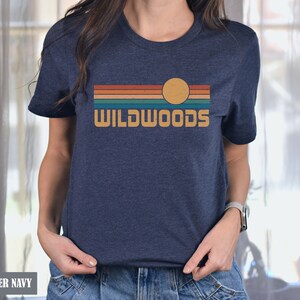 Wildwoods New Jersey Retro T-shirt, Strandsemestertröja Heather Navy