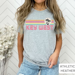 Key West Shirt, Beach Shirt, Retro Sunset Travel Tee, Key West Vacation, Palm Tree Shirt, Honeymoon Gift, Florida Shirt, Travel Shirt,
