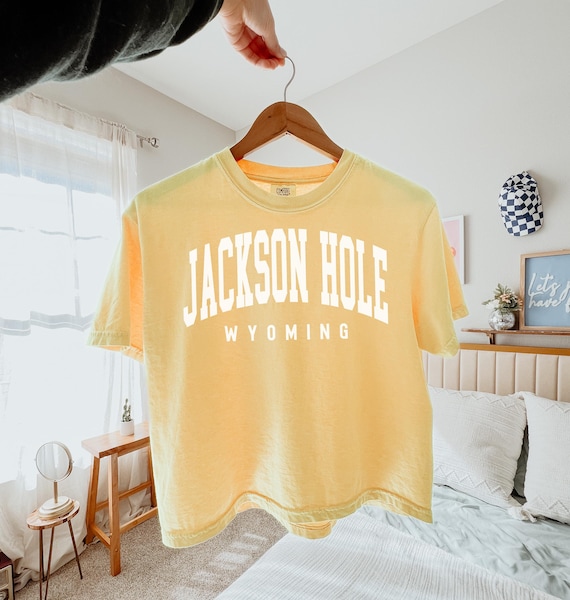 Jackson Hole Crop Top Tee, Casual Summer Shirt, Beach Vacation