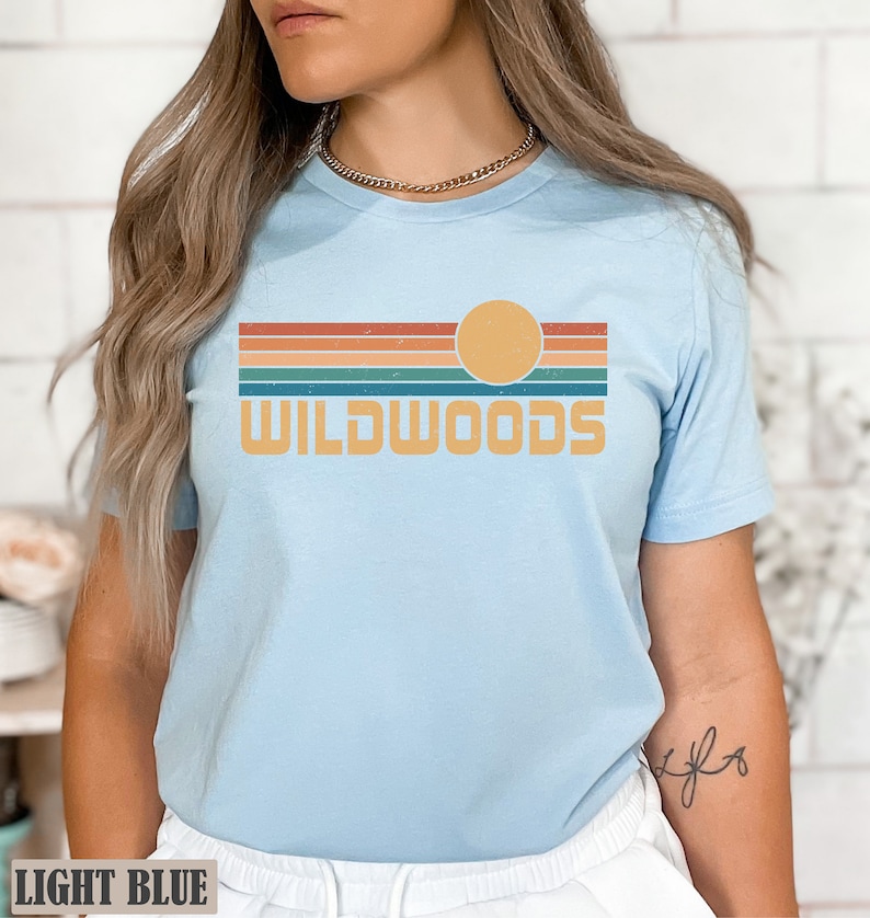 Wildwoods New Jersey Retro T-shirt, Strandsemestertröja Light Blue